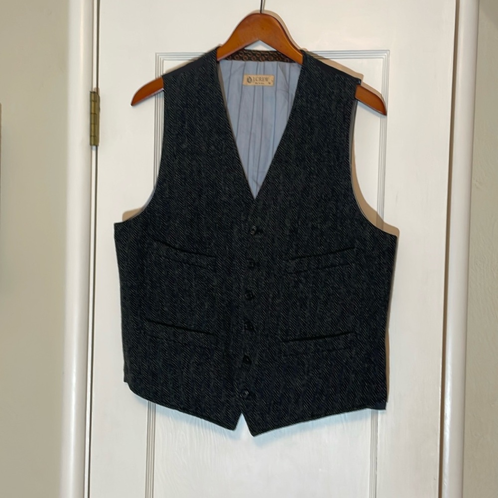 JCrew Moon Mills Herringbone tweed vest